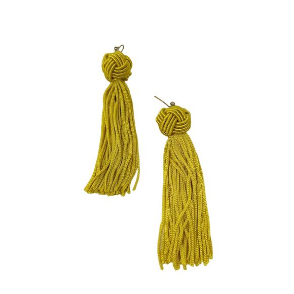 BaubleBar Yellow Gold Tassel Earrings Knot Dangle Drop Statement Summer - Picture 1 of 5